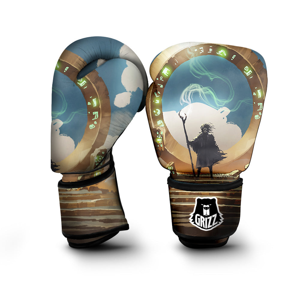 Wizard And Gate Print Boxing Gloves-grizzshop