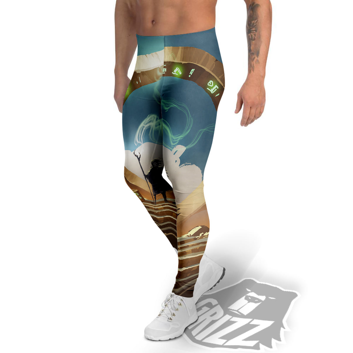 Wizard And Gate Print Men's Leggings-grizzshop