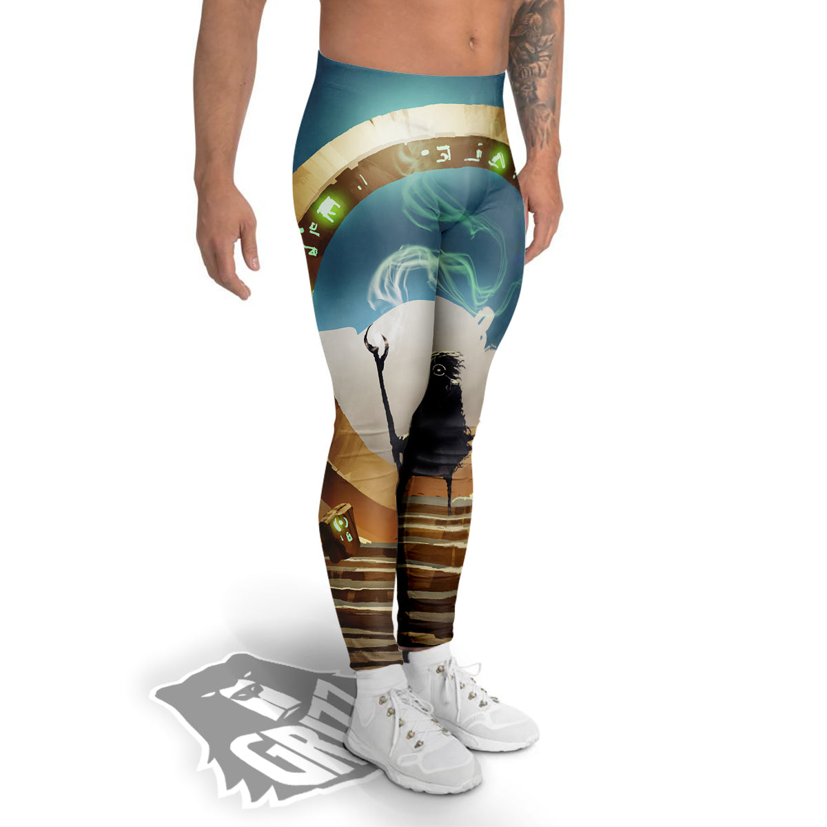 Wizard And Gate Print Men's Leggings-grizzshop