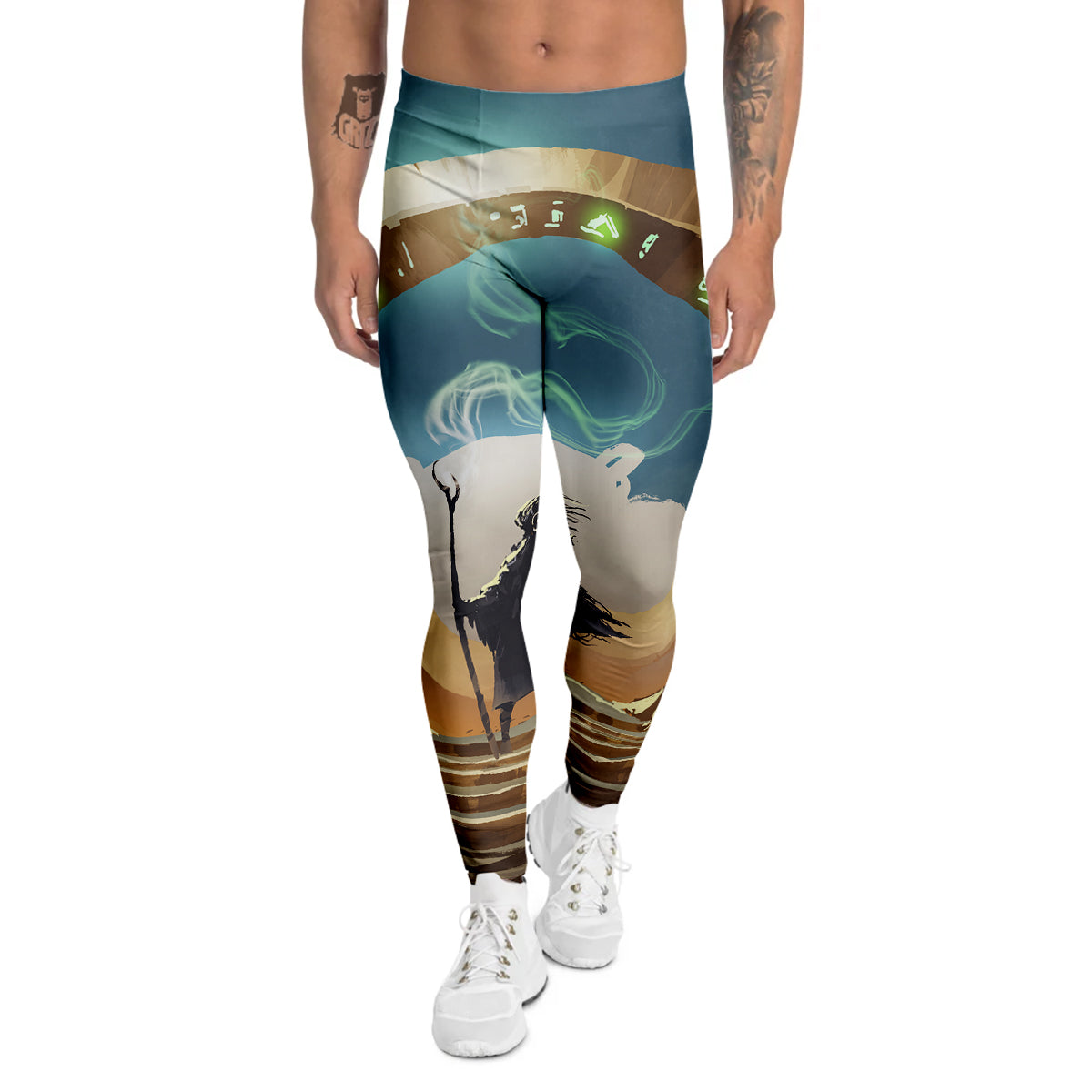 Wizard And Gate Print Men's Leggings-grizzshop