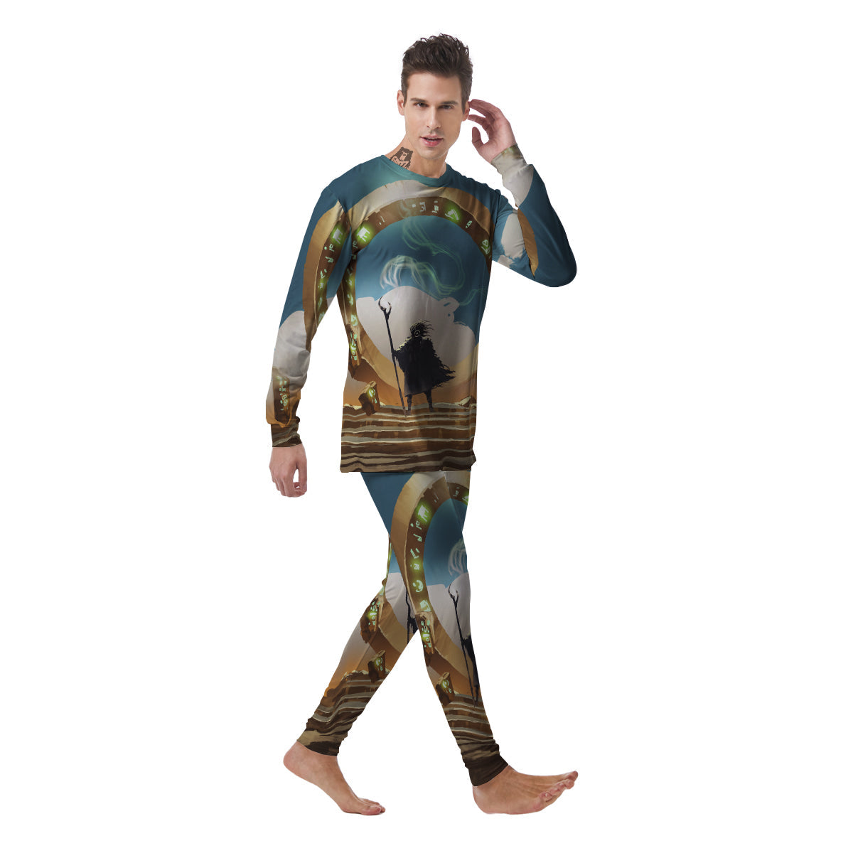 Wizard And Gate Print Men's Pajamas-grizzshop