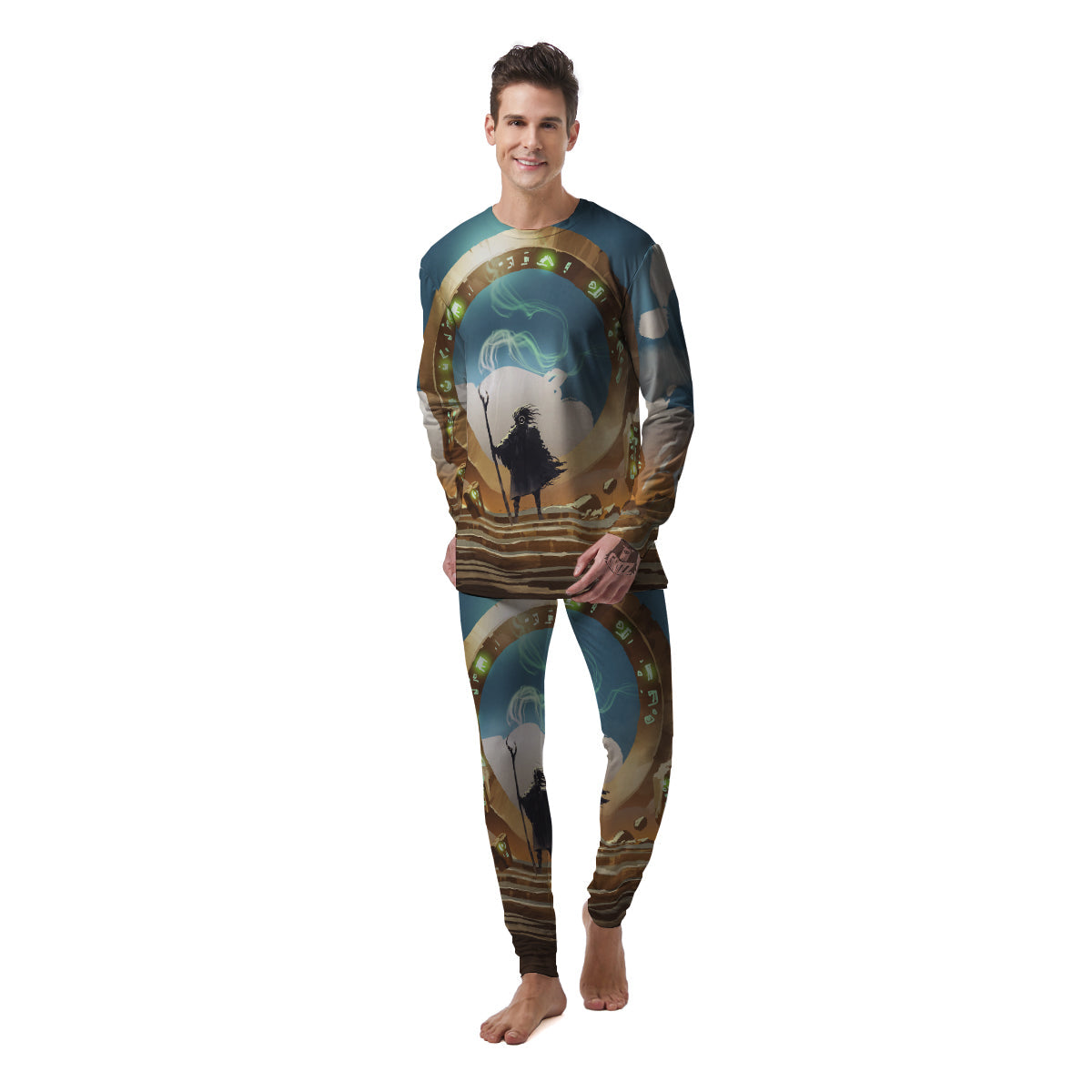 Wizard And Gate Print Men's Pajamas-grizzshop