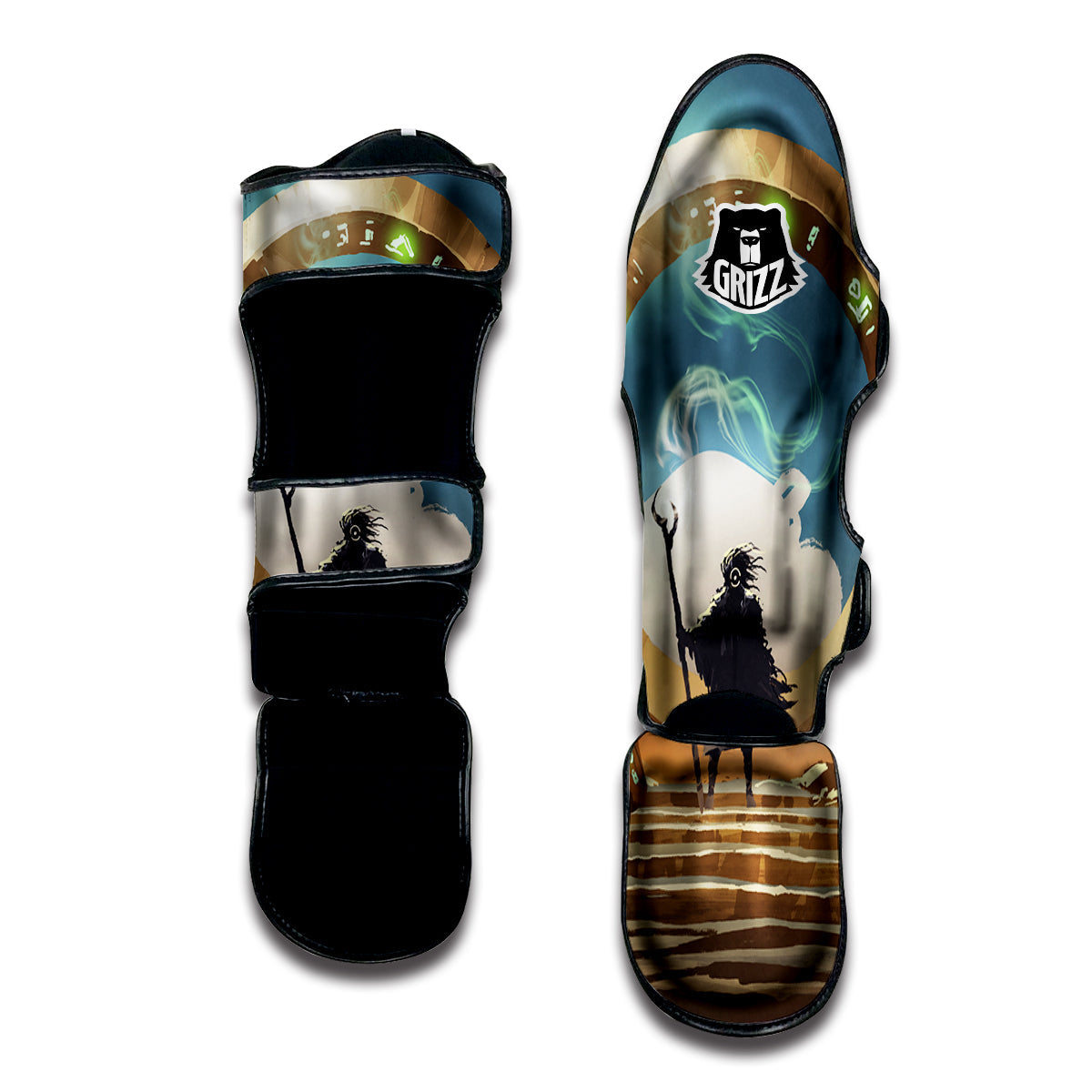 Wizard And Gate Print Muay Thai Shin Guards-grizzshop