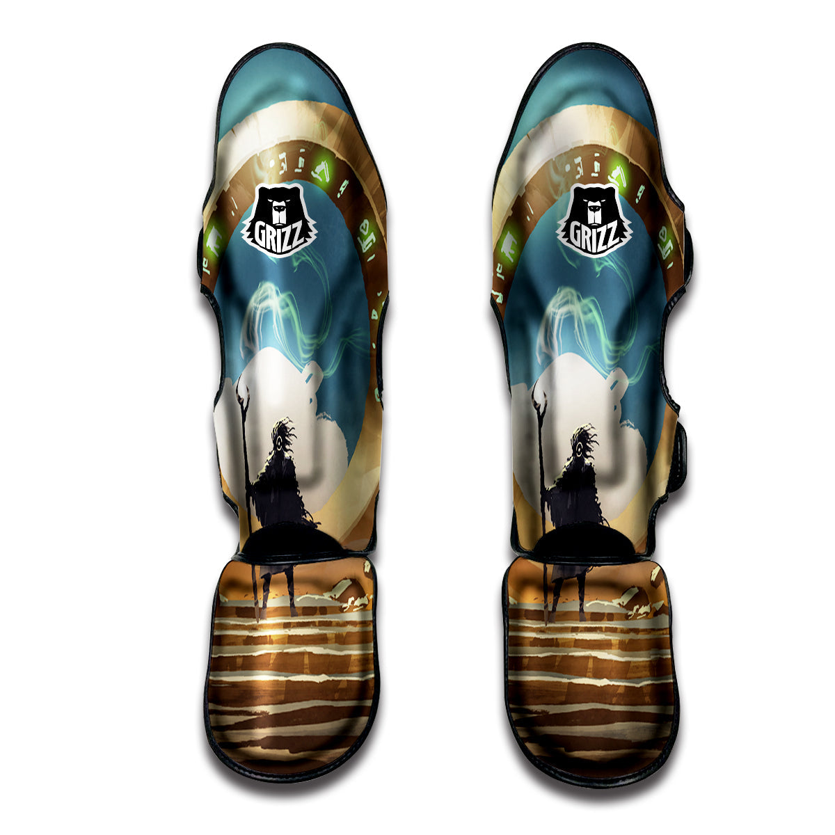 Wizard And Gate Print Muay Thai Shin Guards-grizzshop