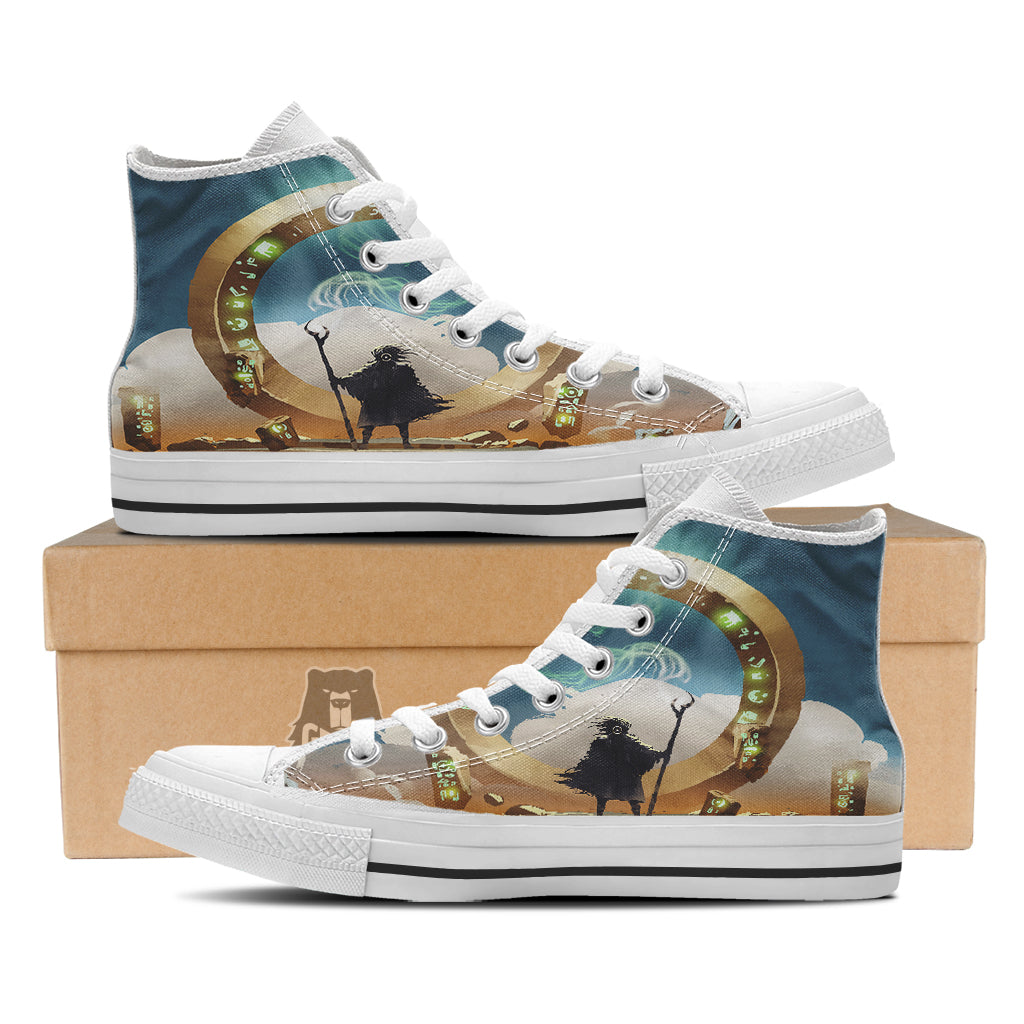 Wizard And Gate Print White High Top Shoes-grizzshop