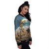 Wizard And Gate Print Women's Bomber Jacket-grizzshop