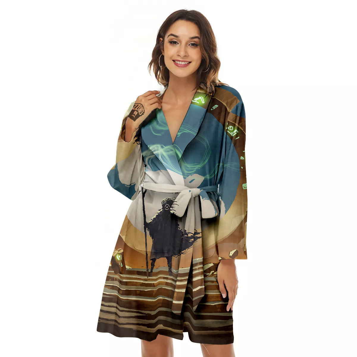 Wizard And Gate Print Women's Robe-grizzshop