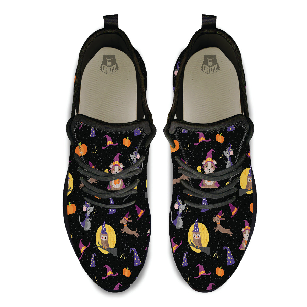 Wizard Animal Print Pattern Black Athletic Shoes-grizzshop