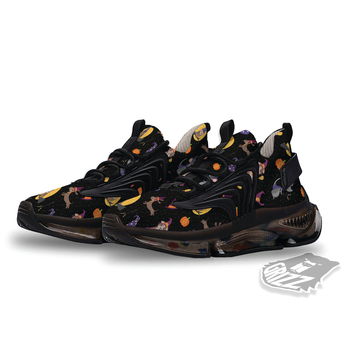 Wizard Animal Print Pattern Black Gym Shoes-grizzshop