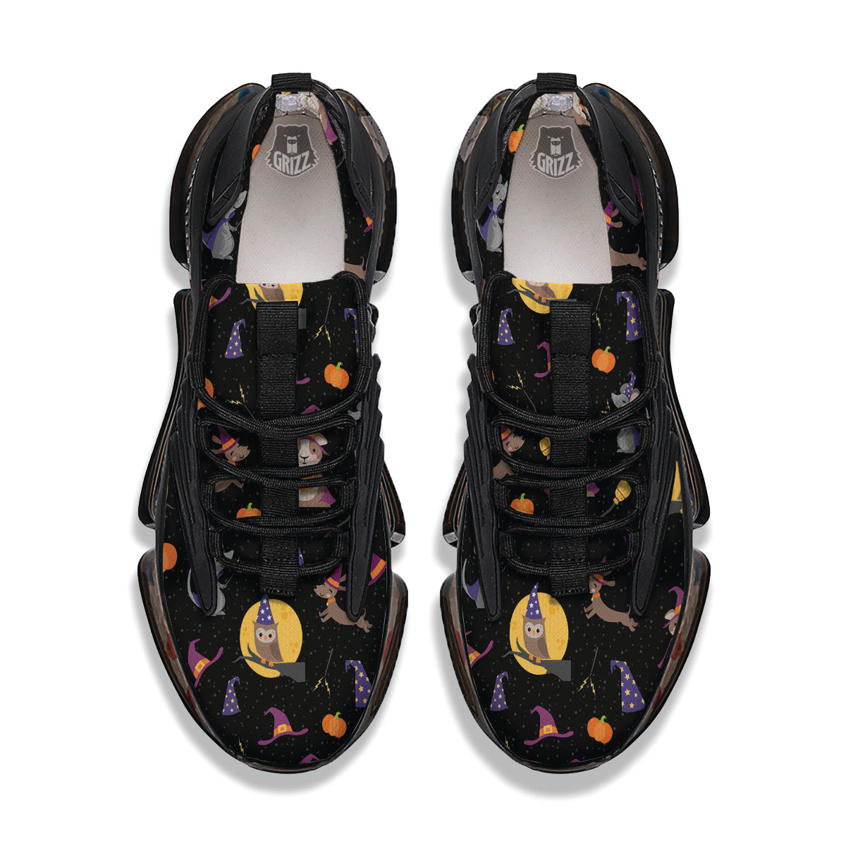 Wizard Animal Print Pattern Black Gym Shoes-grizzshop