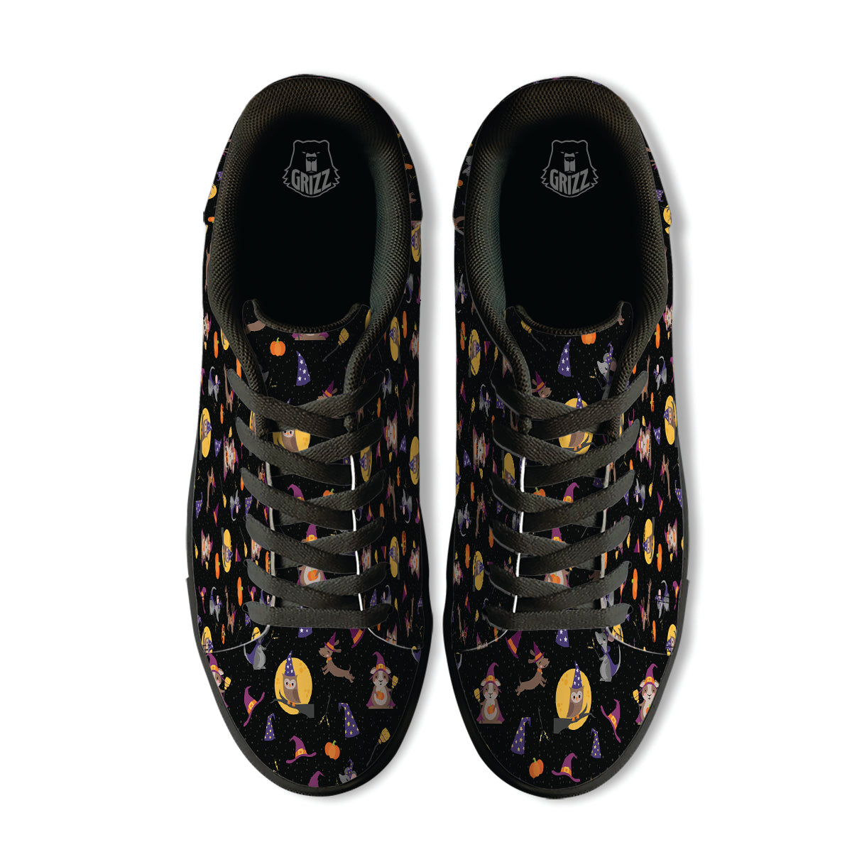 Wizard Animal Print Pattern Black Low Top Sneakers-grizzshop