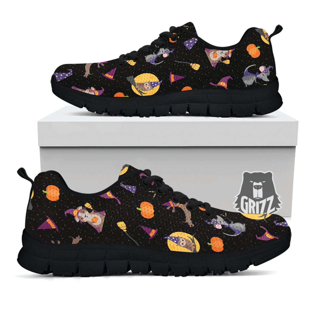 Wizard Animal Print Pattern Black Sneaker-grizzshop