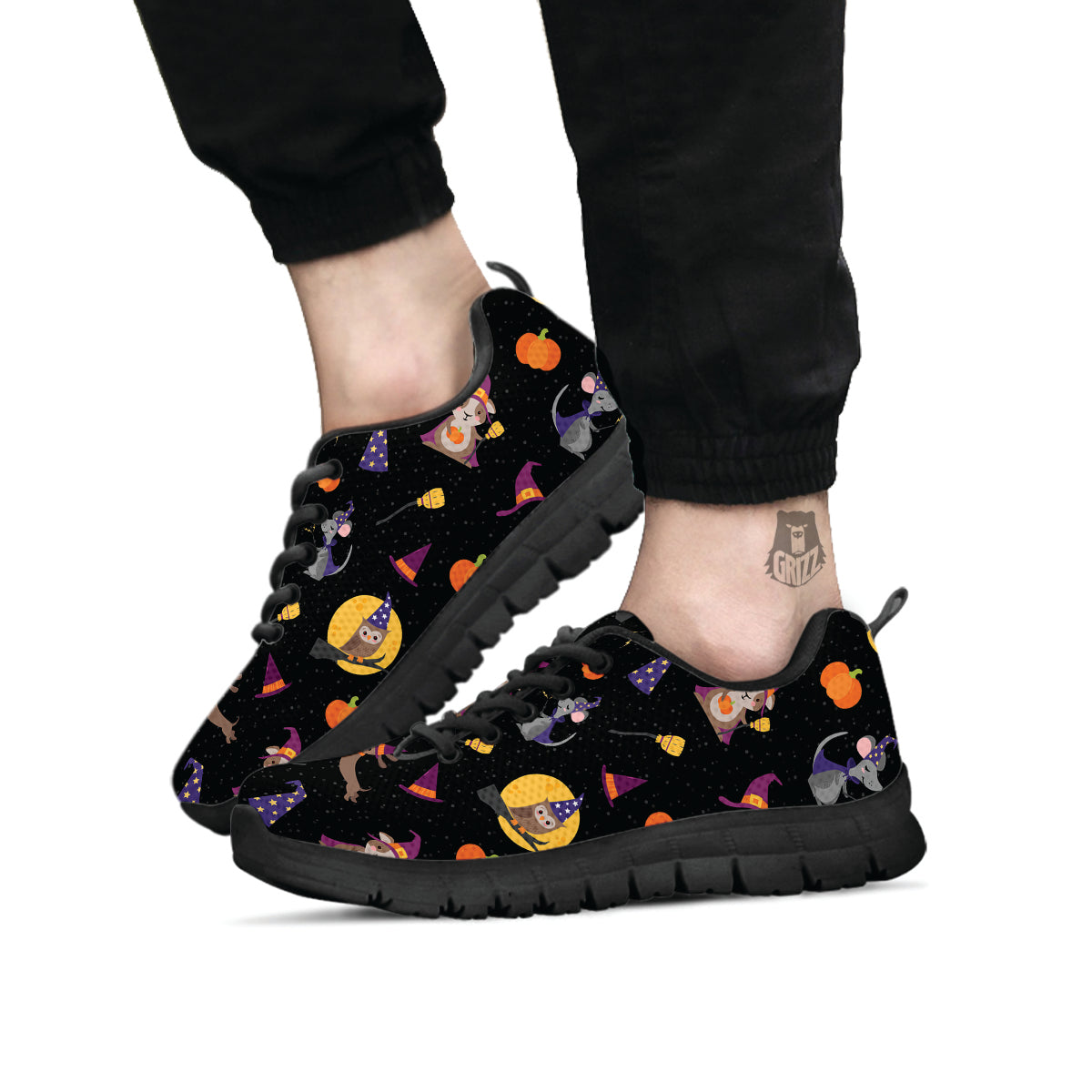 Wizard Animal Print Pattern Black Sneaker-grizzshop