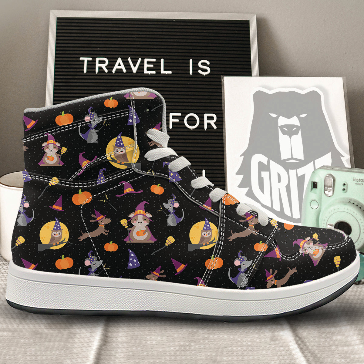 Wizard Animal Print Pattern High Top Sneakers-grizzshop