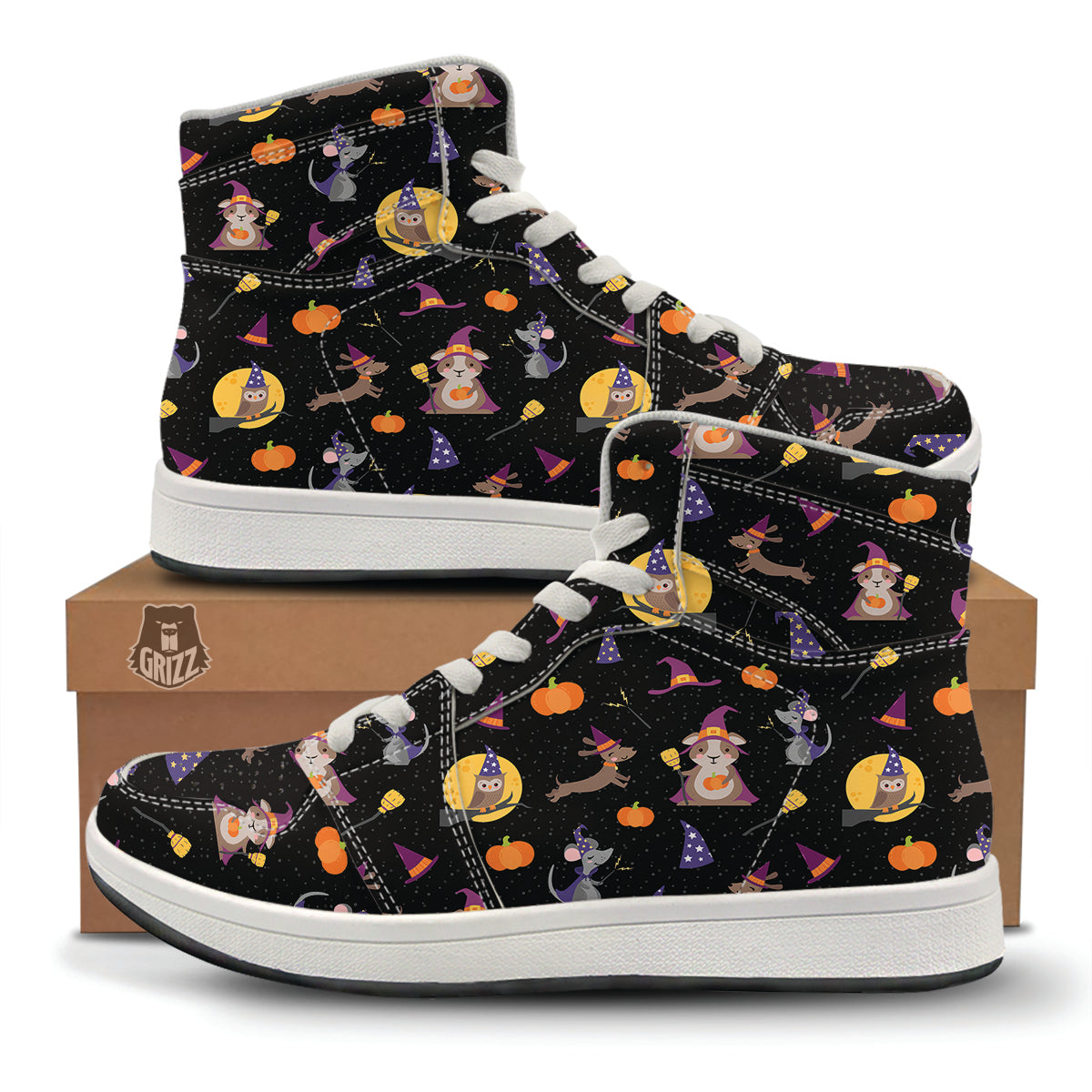 Wizard Animal Print Pattern High Top Sneakers-grizzshop