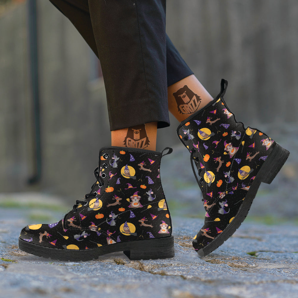 Wizard Animal Print Pattern Leather Boots-grizzshop