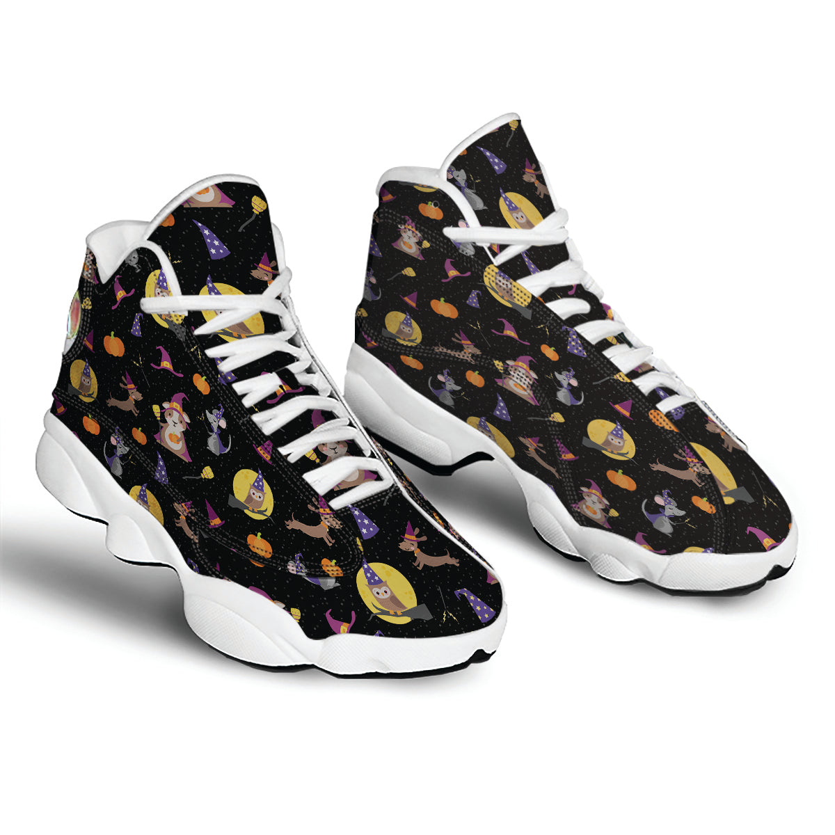 Wizard Animal Print Pattern White Basketball Shoes-grizzshop
