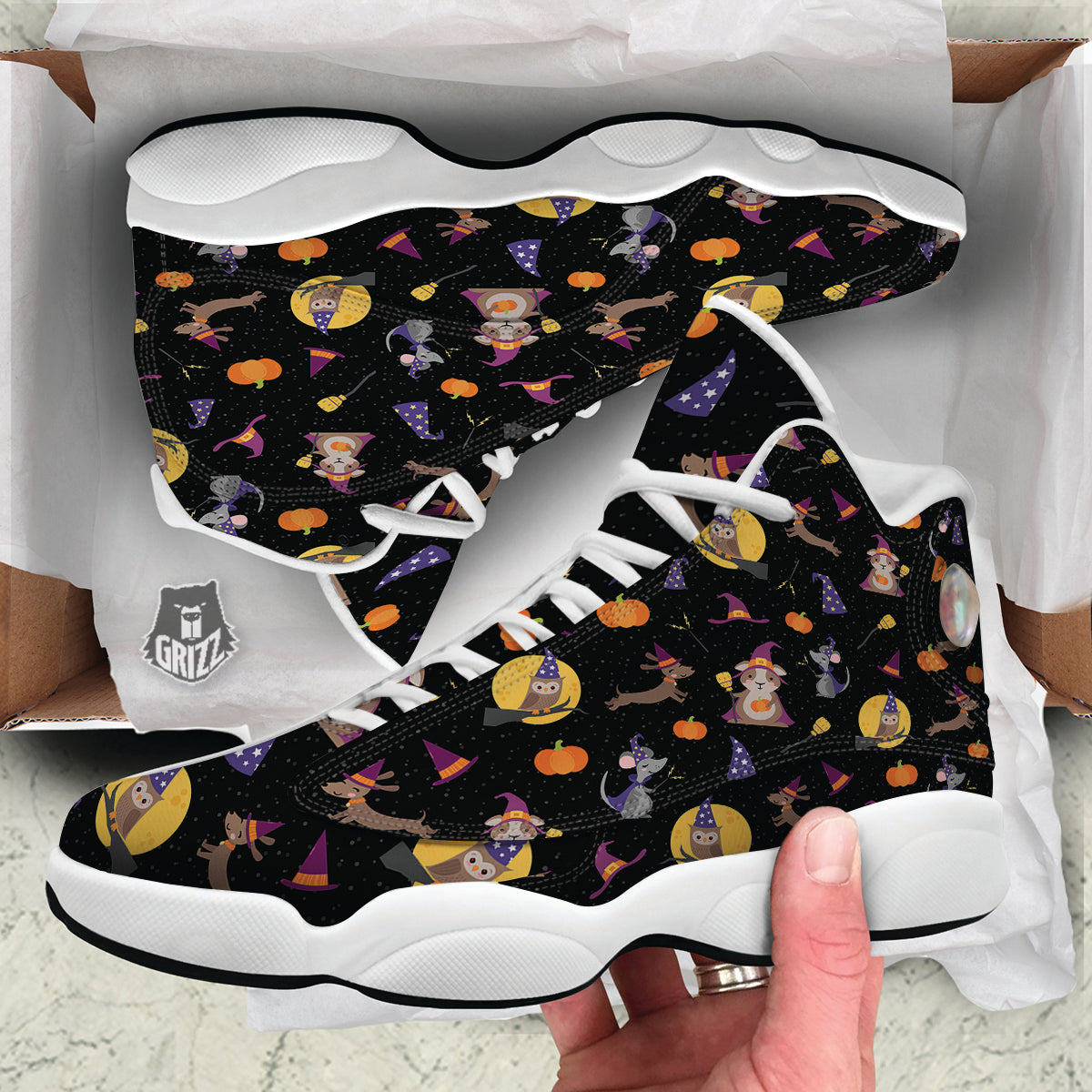 Wizard Animal Print Pattern White Basketball Shoes-grizzshop