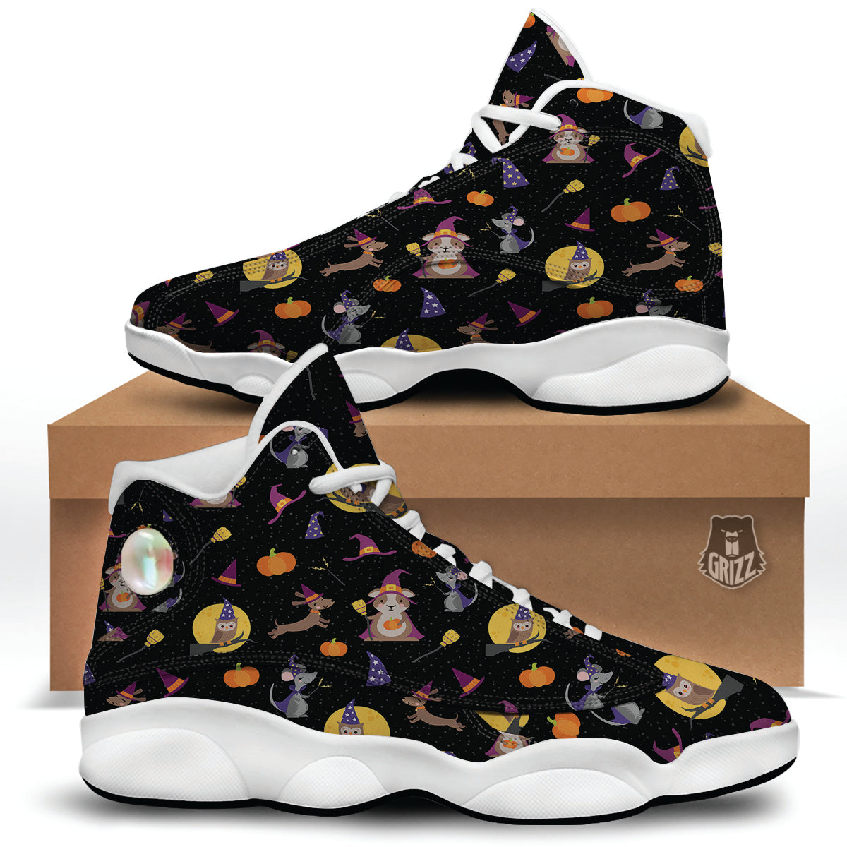 Wizard Animal Print Pattern White Basketball Shoes-grizzshop