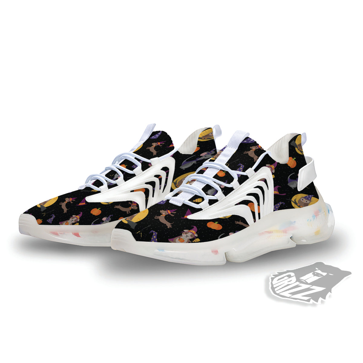 Wizard Animal Print Pattern White Gym Shoes-grizzshop