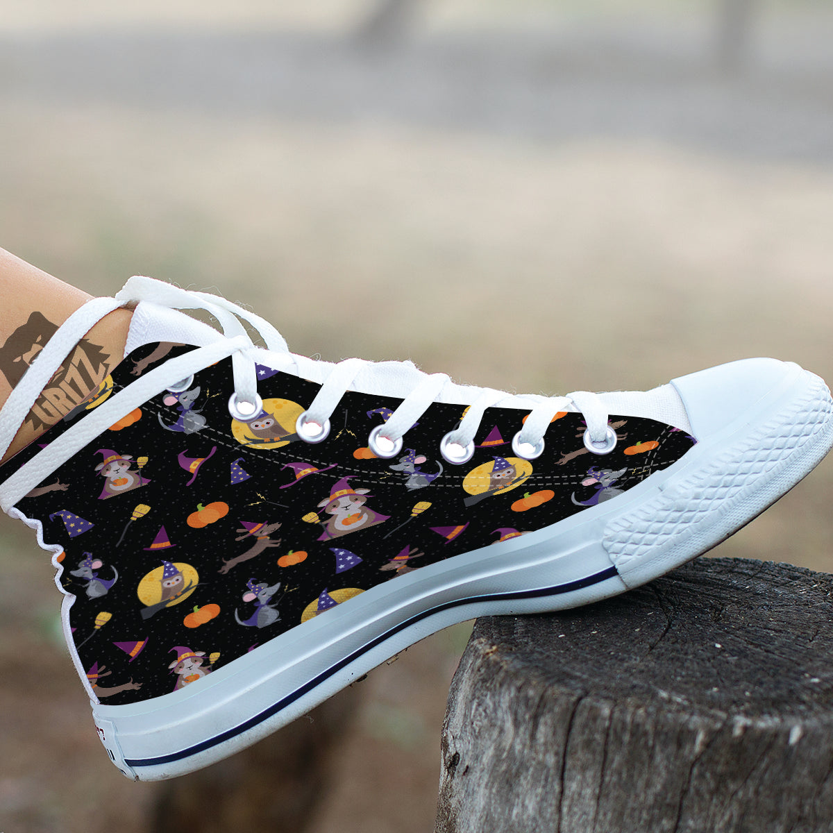 Wizard Animal Print Pattern White High Top Shoes-grizzshop