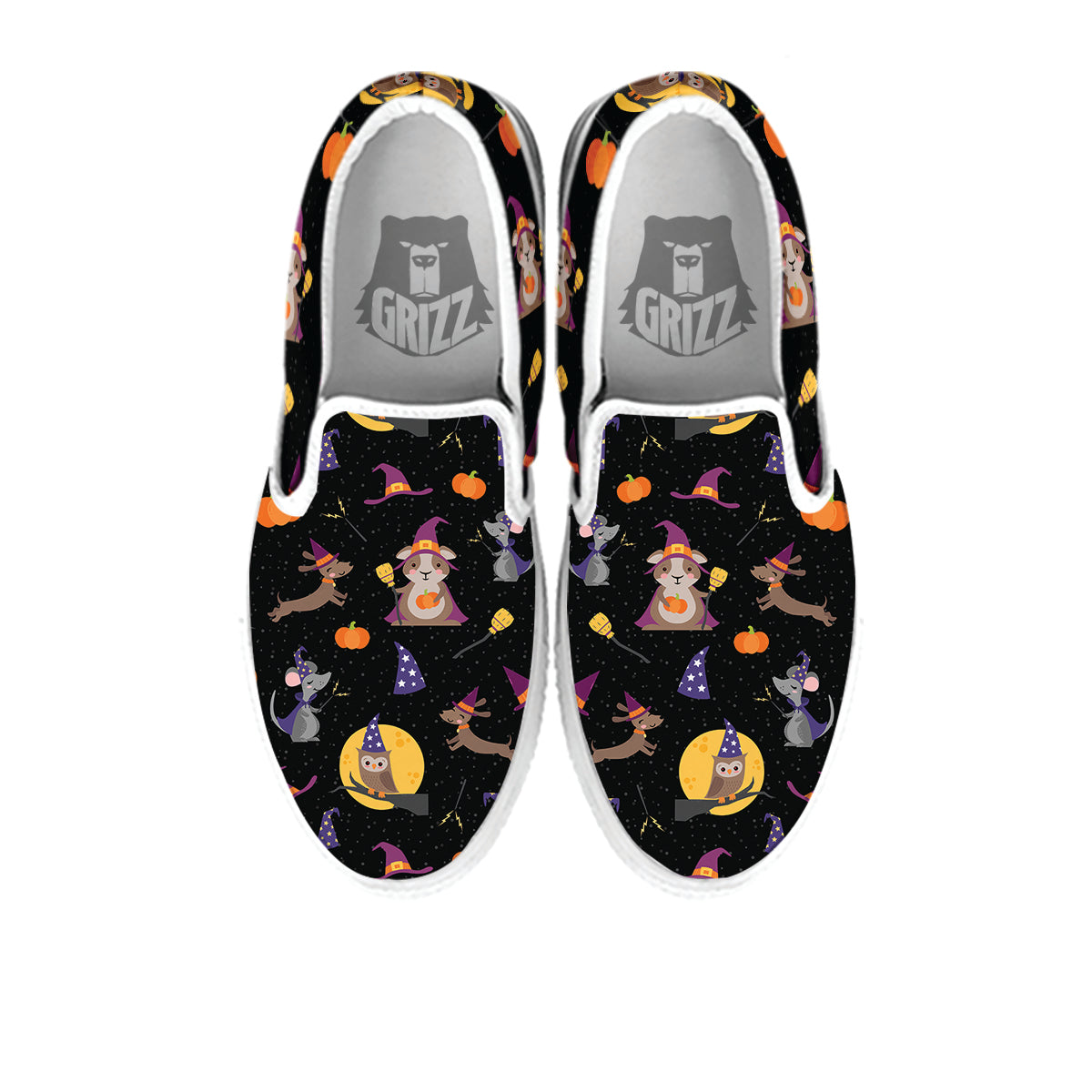 Wizard Animal Print Pattern White Slip On Shoes-grizzshop