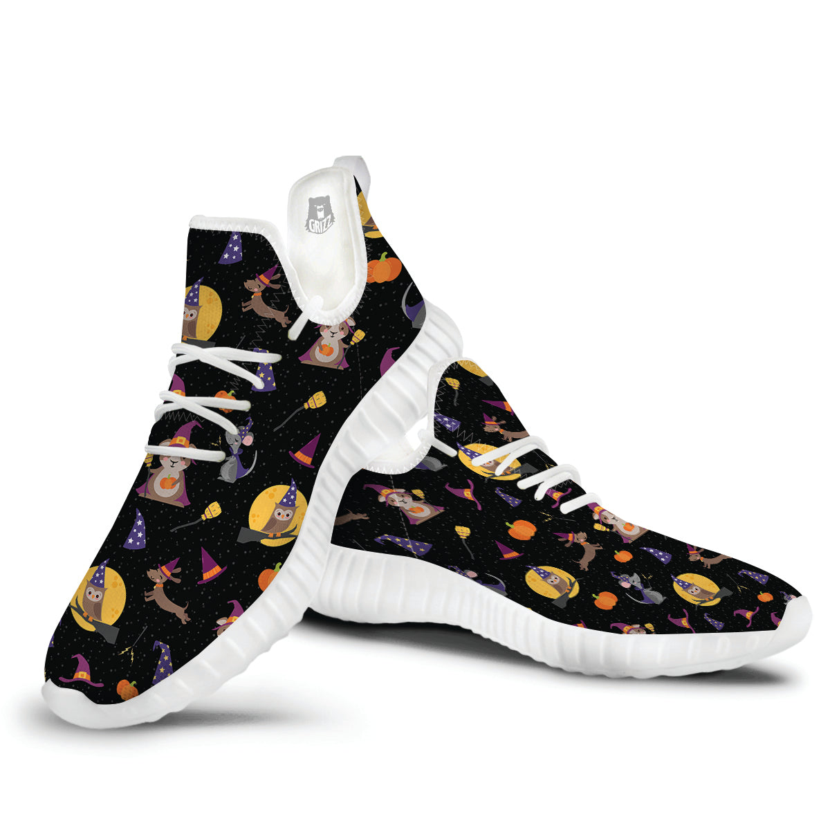 Wizard Animal Print Pattern White Walking Shoes-grizzshop