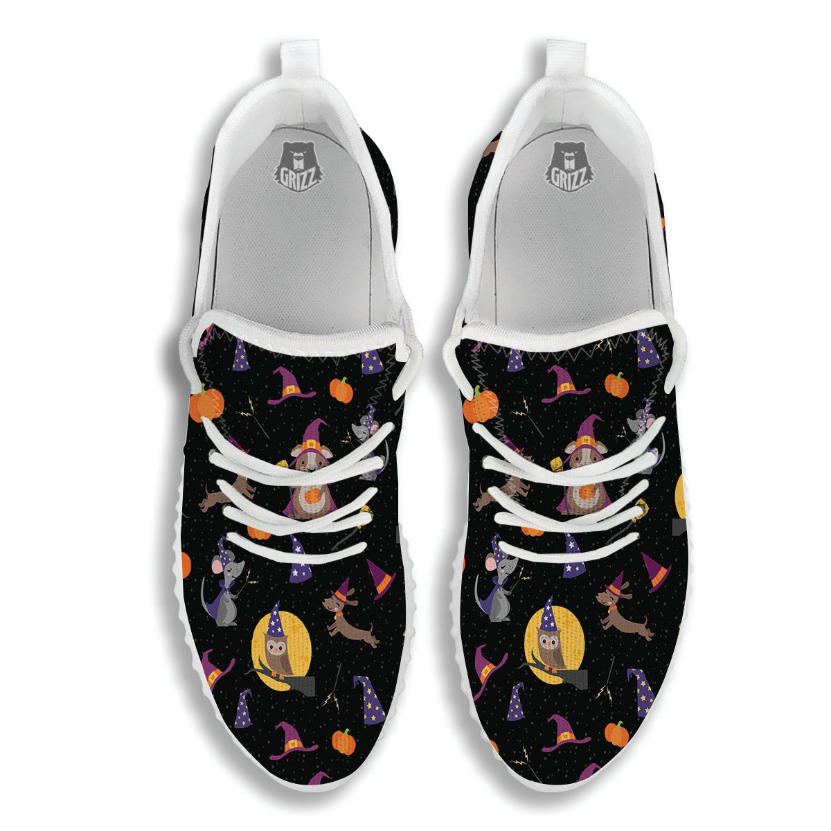 Wizard Animal Print Pattern White Walking Shoes-grizzshop