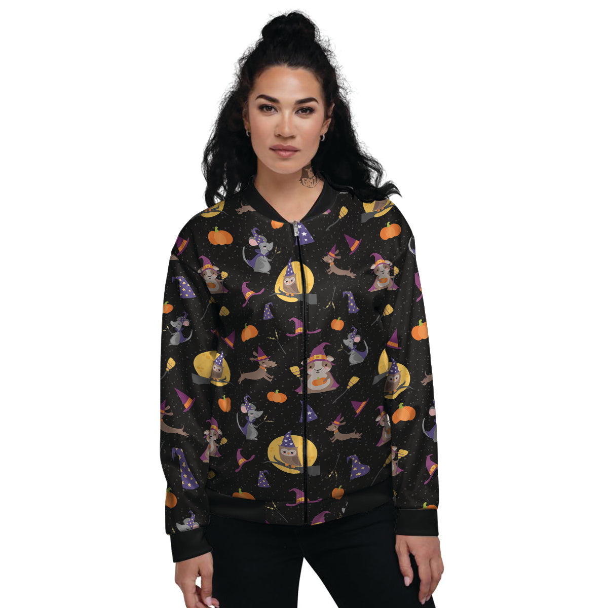 Wizard Animal Print Pattern Women's Bomber Jacket-grizzshop