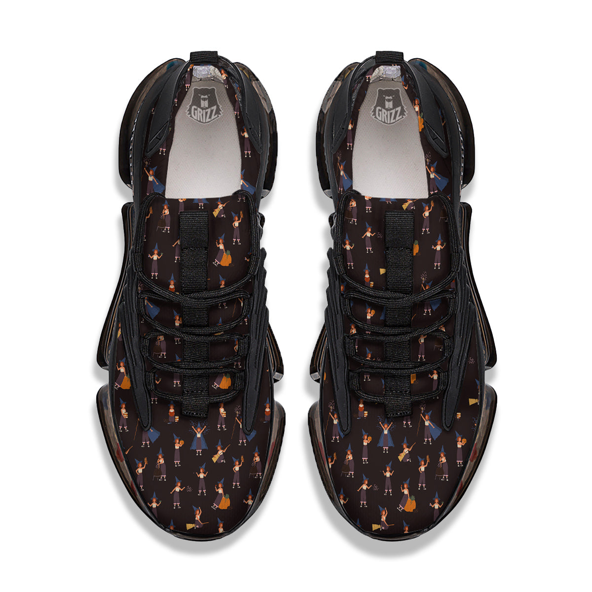 Wizard Cute Print Pattern Black Gym Shoes-grizzshop