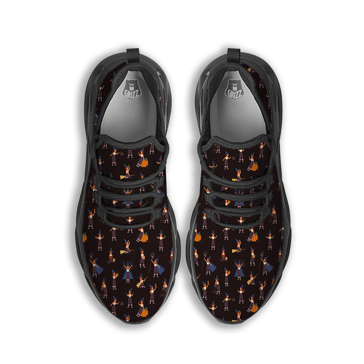 Wizard Cute Print Pattern Black Running Shoes-grizzshop