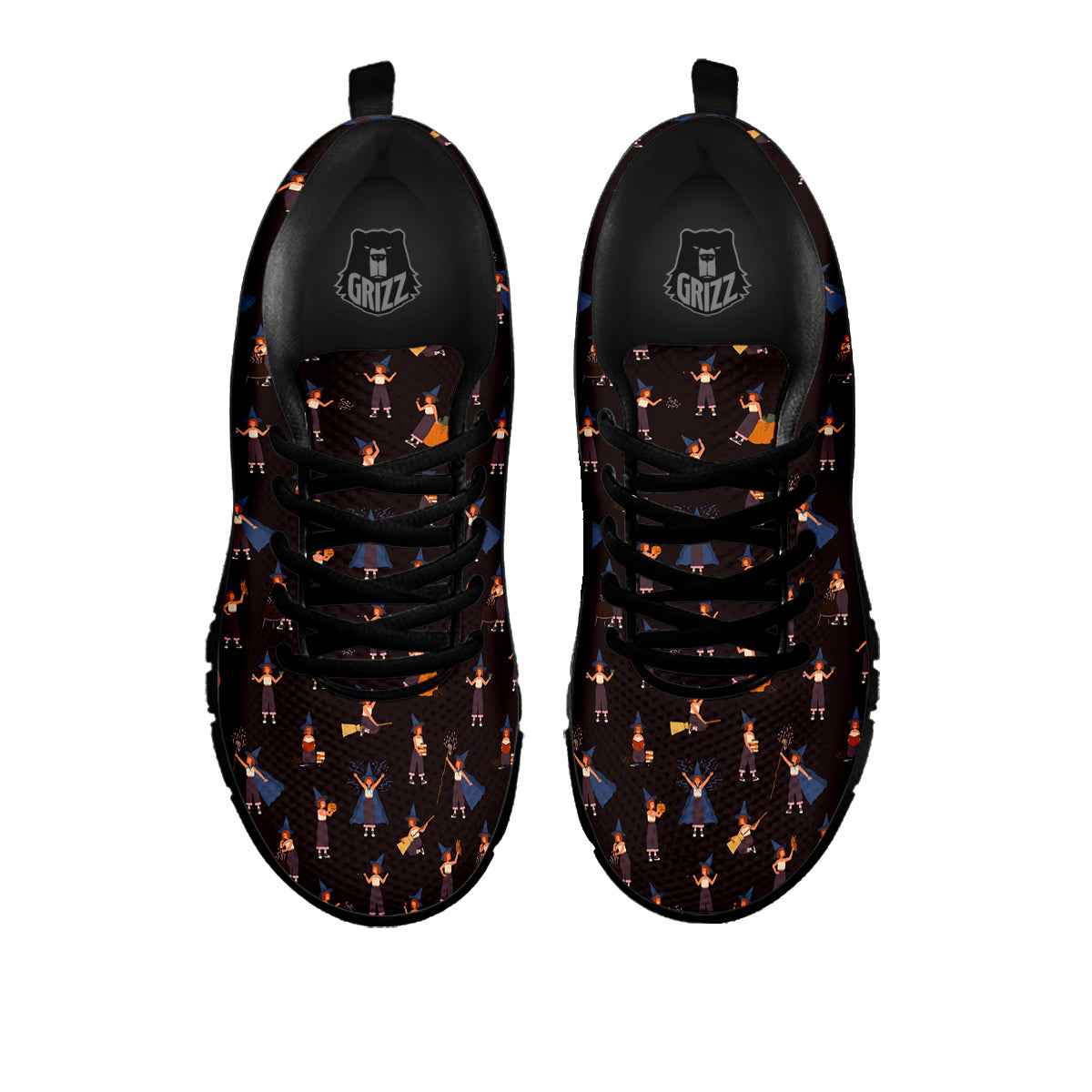Wizard Cute Print Pattern Black Sneaker-grizzshop