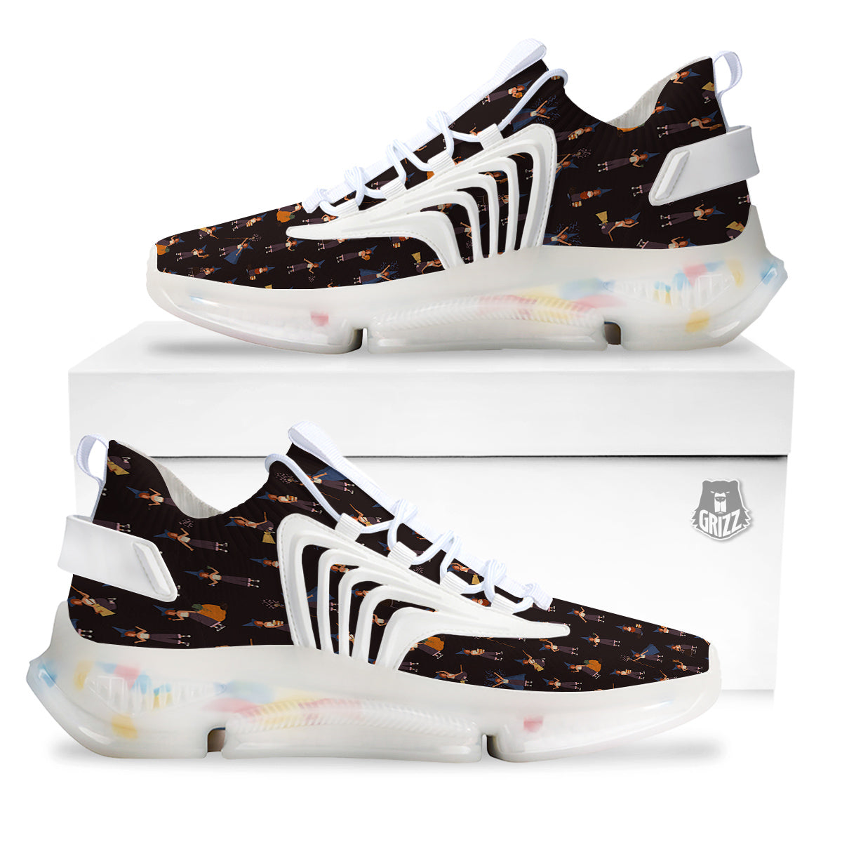 Wizard Cute Print Pattern White Gym Shoes-grizzshop