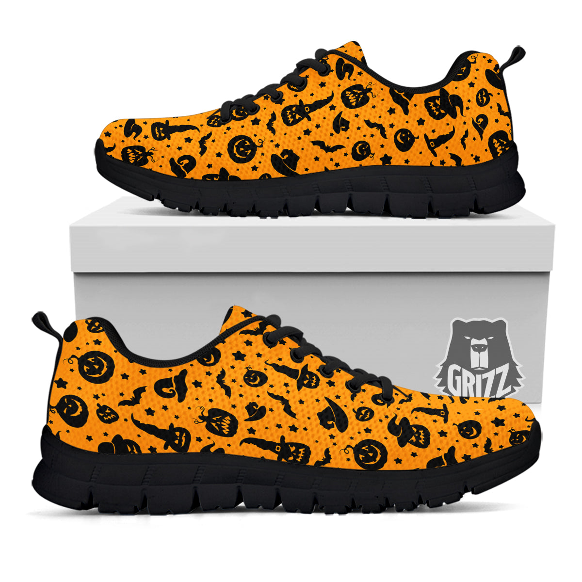 Wizard Halloween Print Pattern Black Sneaker-grizzshop