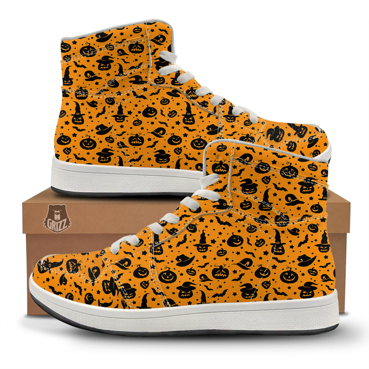 Wizard Halloween Print Pattern High Top Sneakers-grizzshop