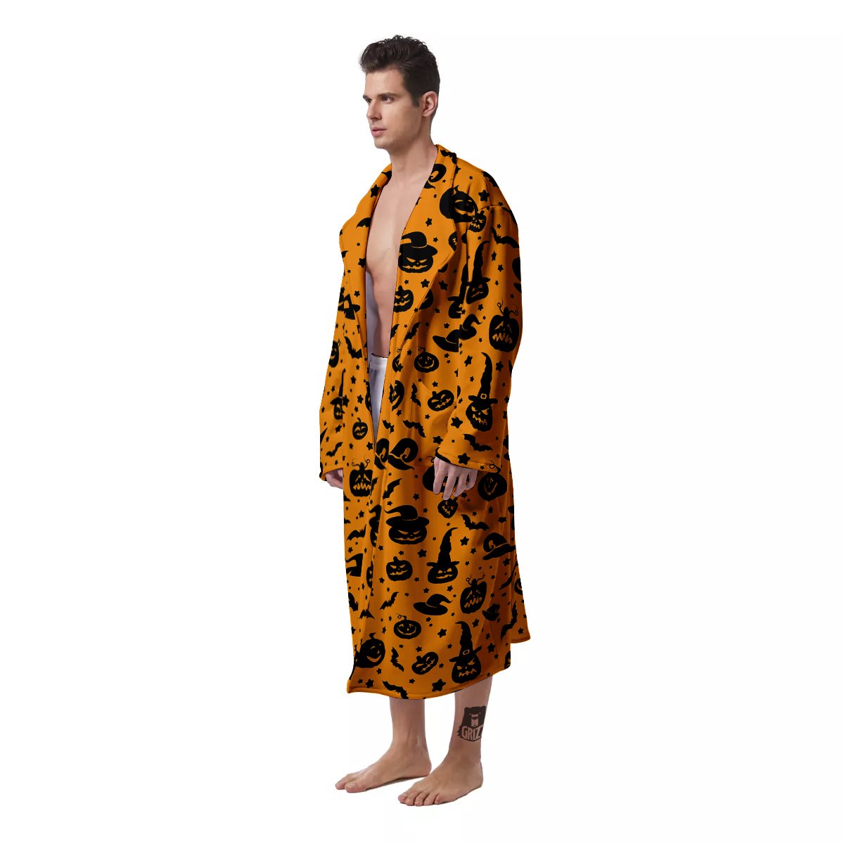 Wizard Halloween Print Pattern Men's Robe-grizzshop