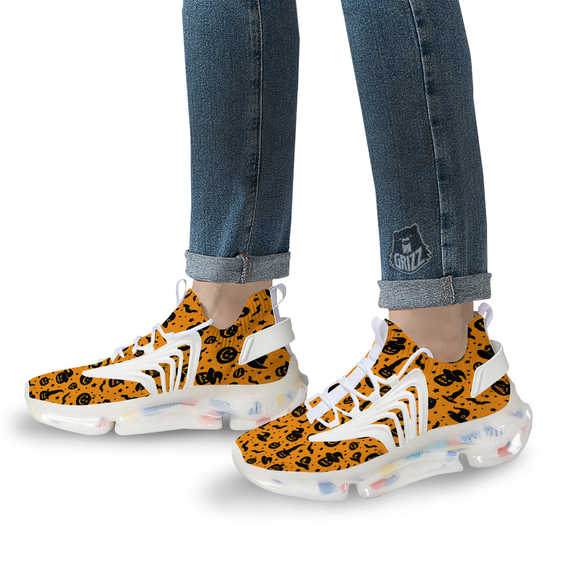 Wizard Halloween Print Pattern White Gym Shoes-grizzshop