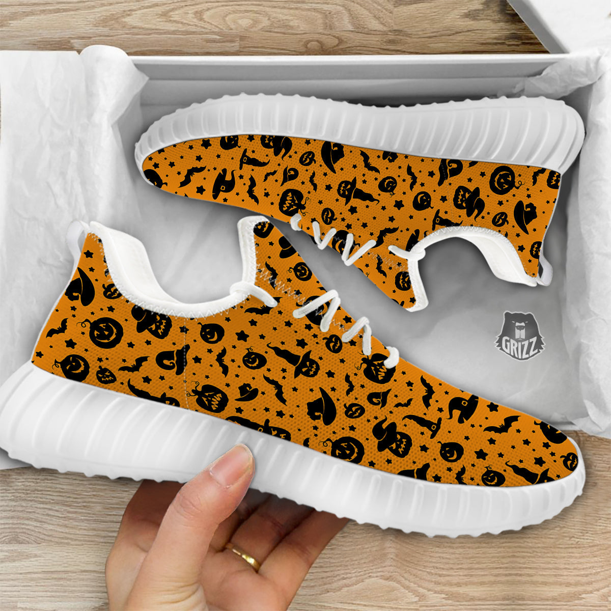 Wizard Halloween Print Pattern White Walking Shoes-grizzshop