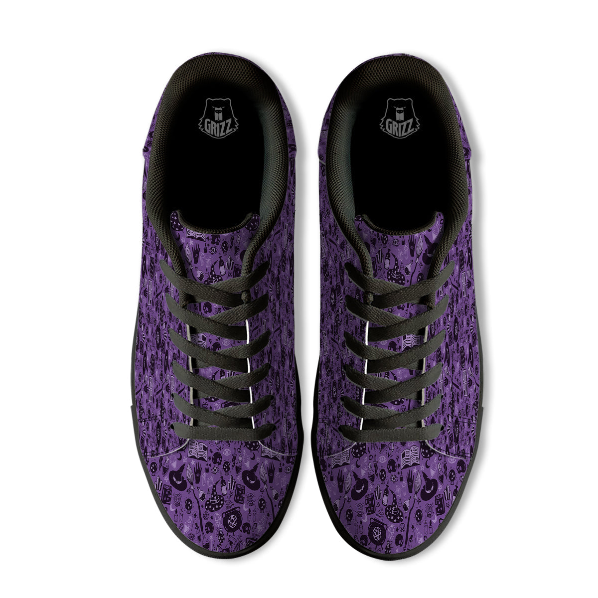 Wizard Magic Print Pattern Black Low Top Sneakers-grizzshop