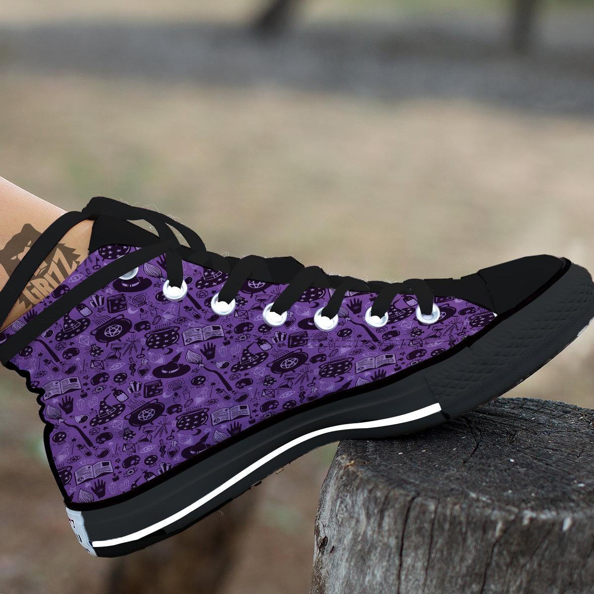 Wizard Magic Print Pattern High Top Shoes-grizzshop