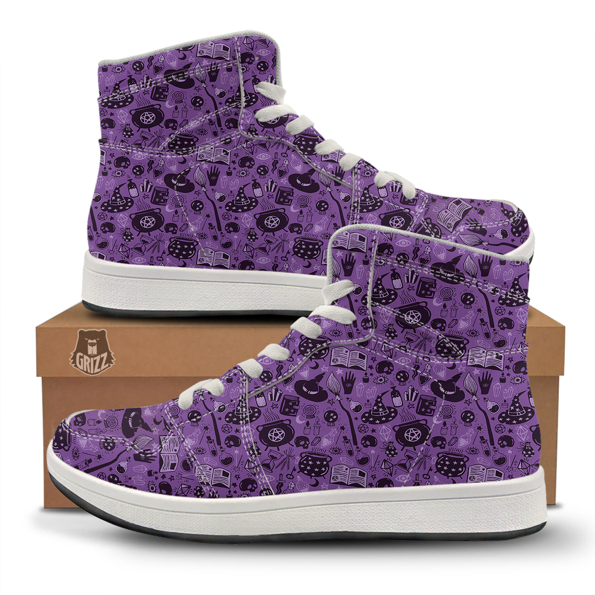 Wizard Magic Print Pattern High Top Sneakers-grizzshop