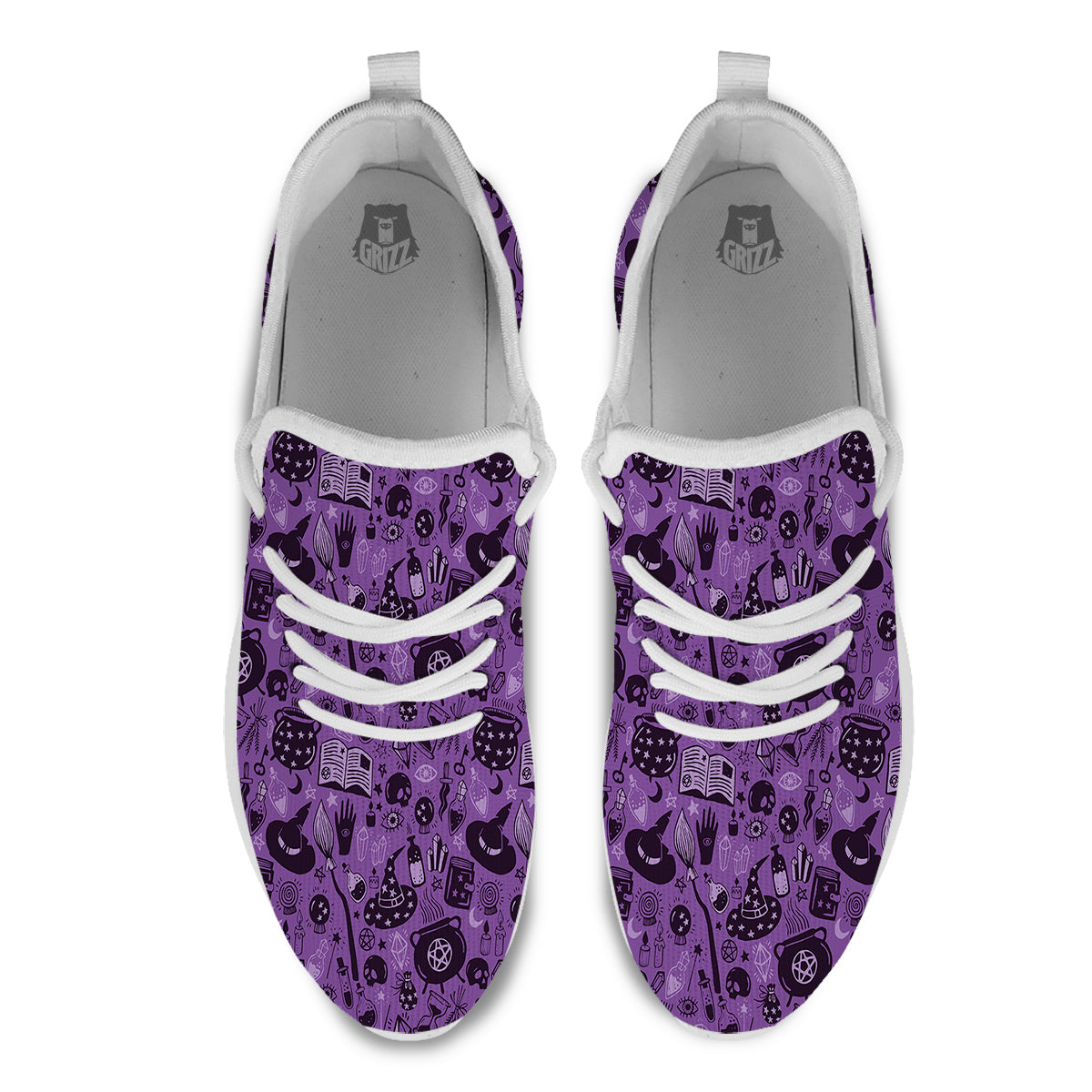 Wizard Magic Print Pattern White Athletic Shoes-grizzshop