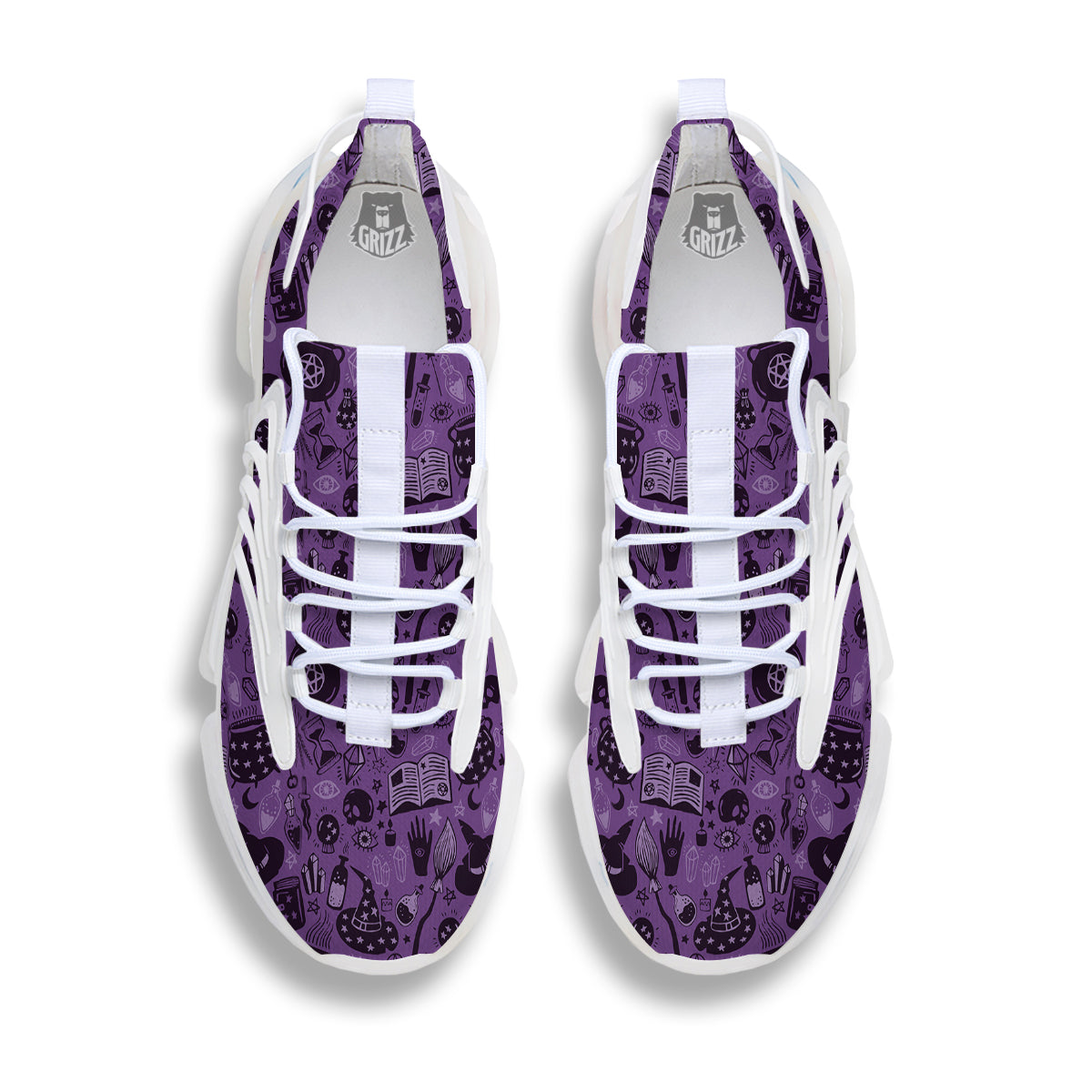 Wizard Magic Print Pattern White Gym Shoes-grizzshop