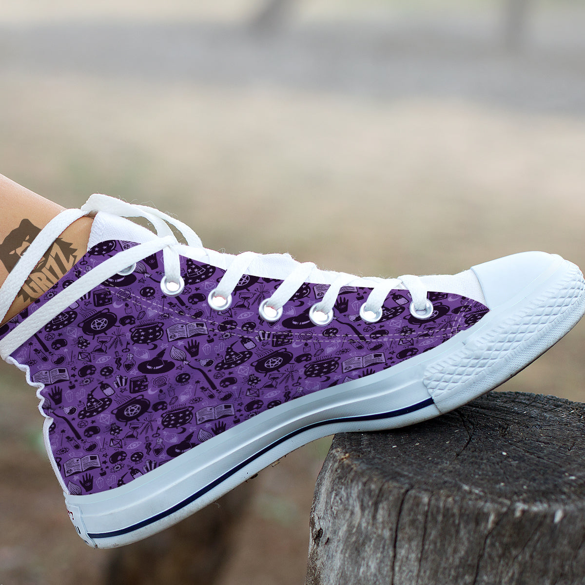 Wizard Magic Print Pattern White High Top Shoes-grizzshop