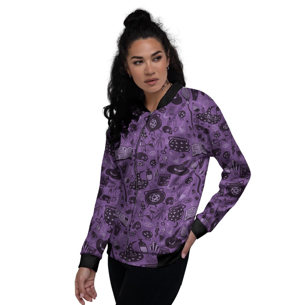 Wizard Magic Print Pattern Women's Bomber Jacket-grizzshop