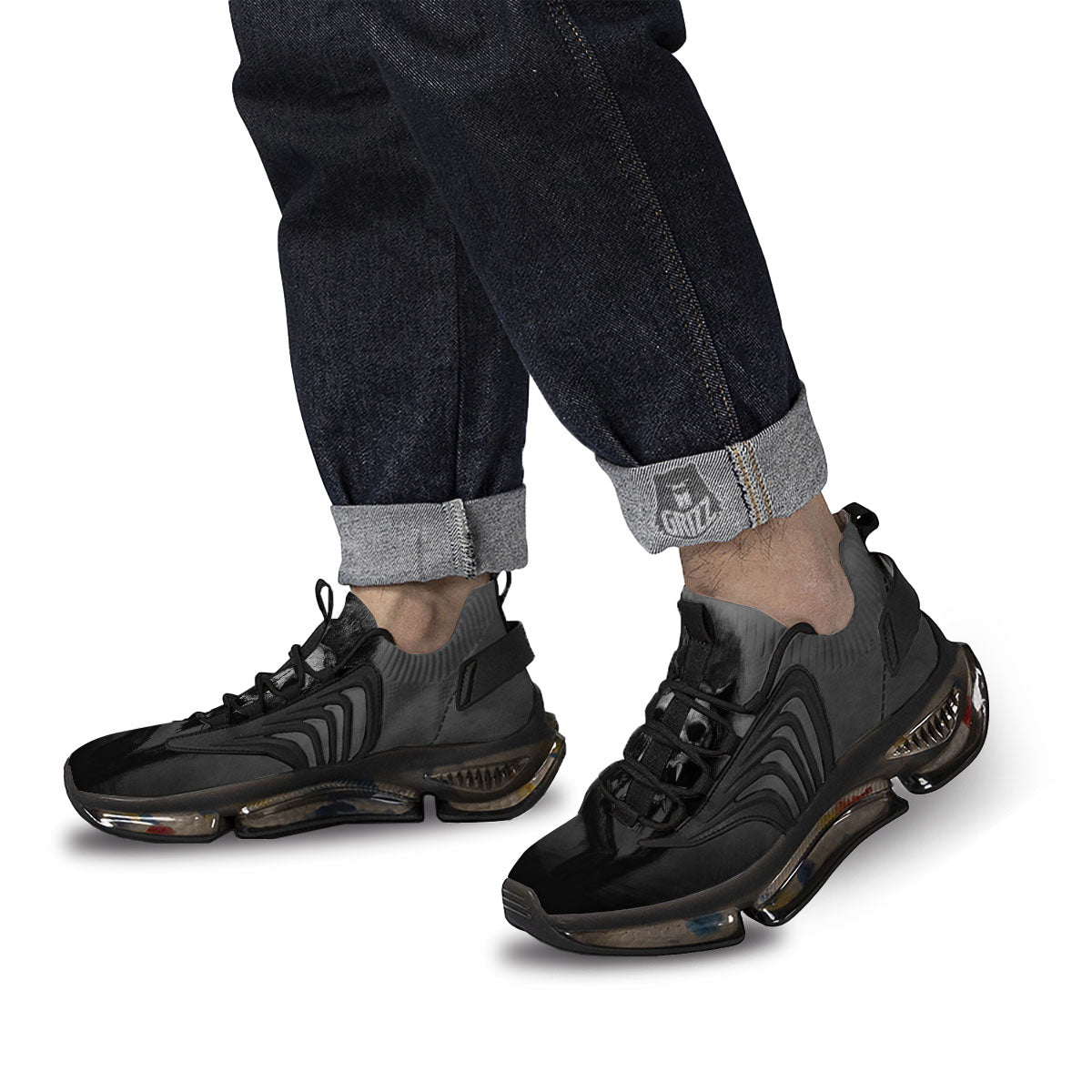 Wolf Black Demon Print Black Gym Shoes-grizzshop