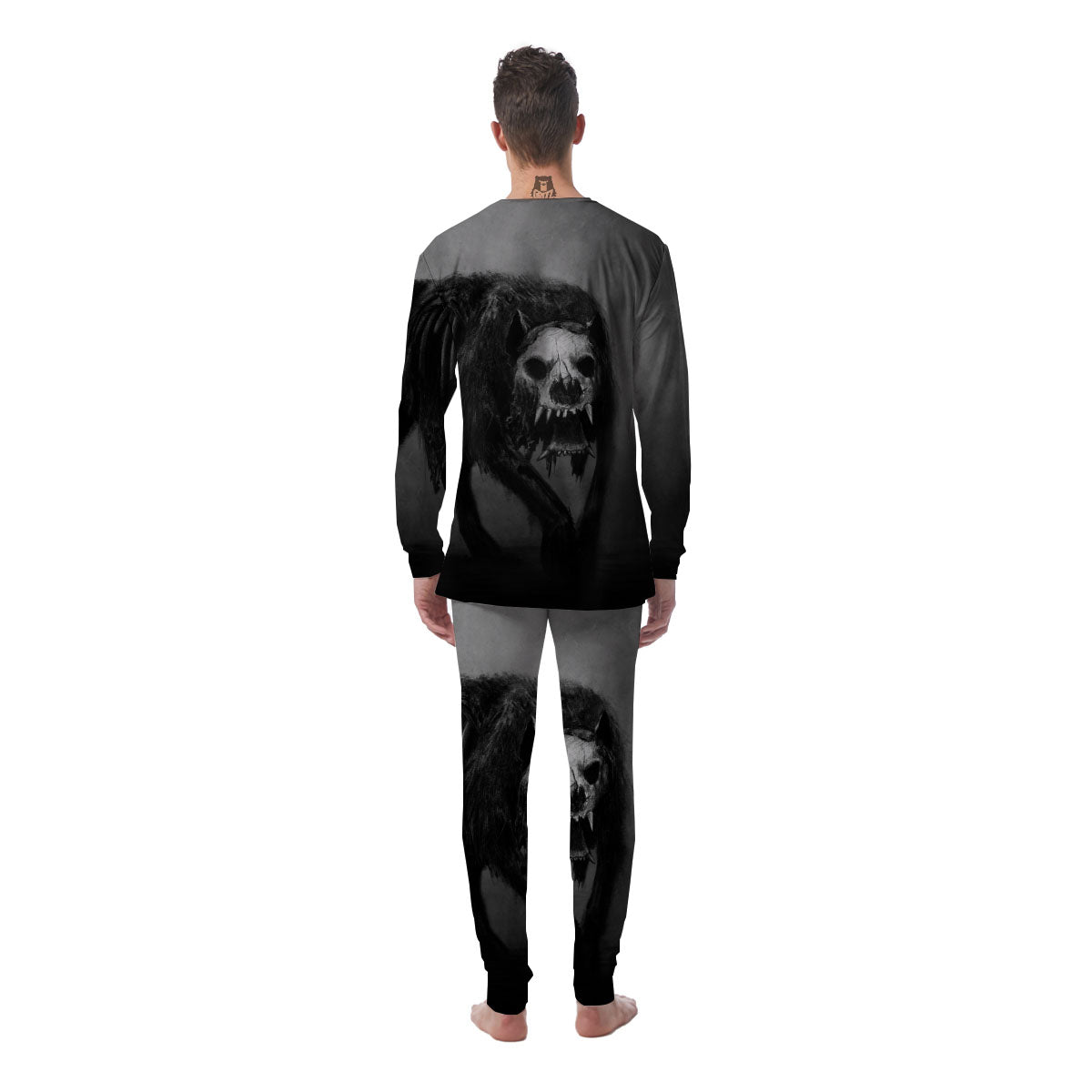 Wolf Black Demon Print Men's Pajamas-grizzshop