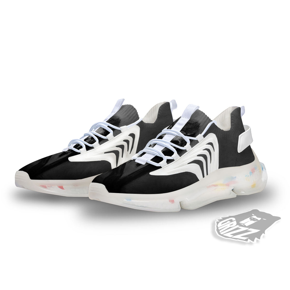 Wolf Black Demon Print White Gym Shoes-grizzshop