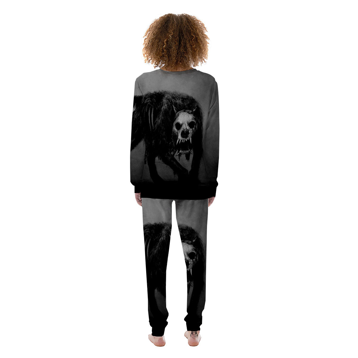 Wolf Black Demon Print Women's Pajamas-grizzshop