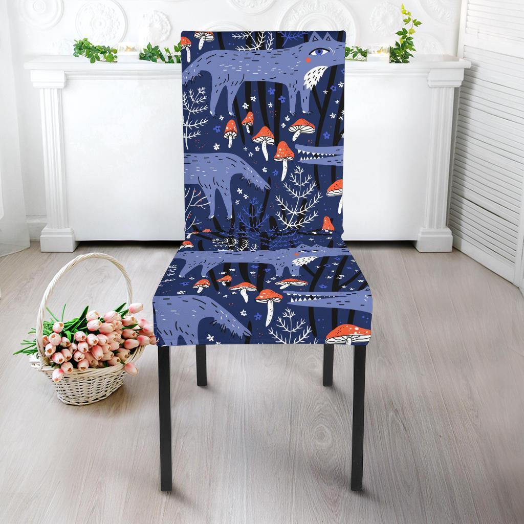 Wolf Cartoon Pattern Print Chair Cover-grizzshop